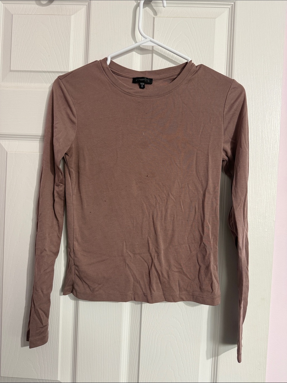 Zara Dusty Mauve Long Sleeve Crewneck Top